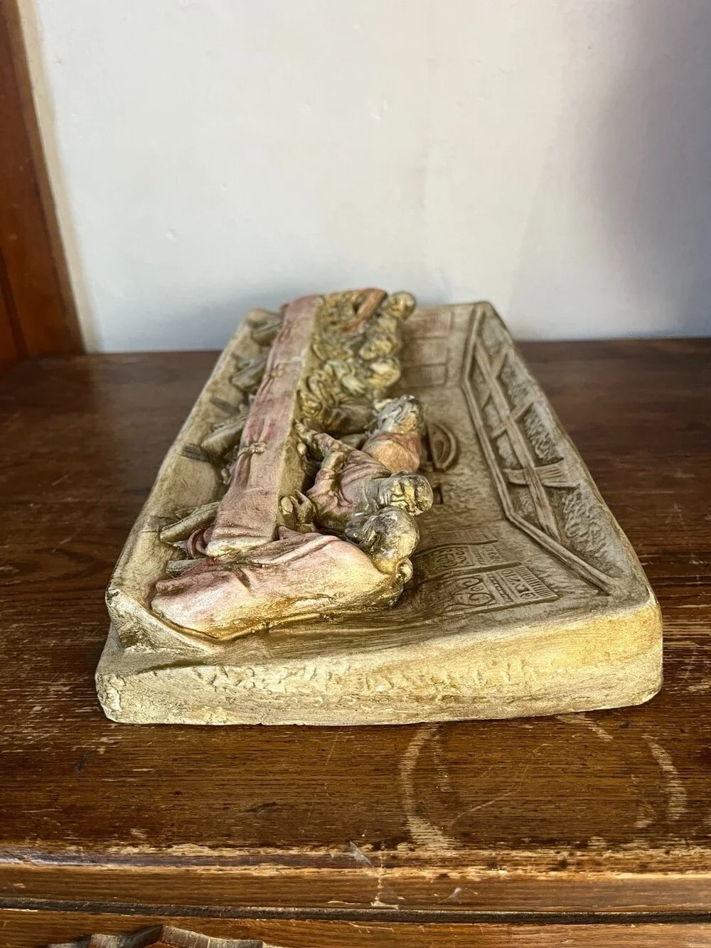 VTG Last Supper Wall Plaque Chalkware 3D Relief Religious Art 15